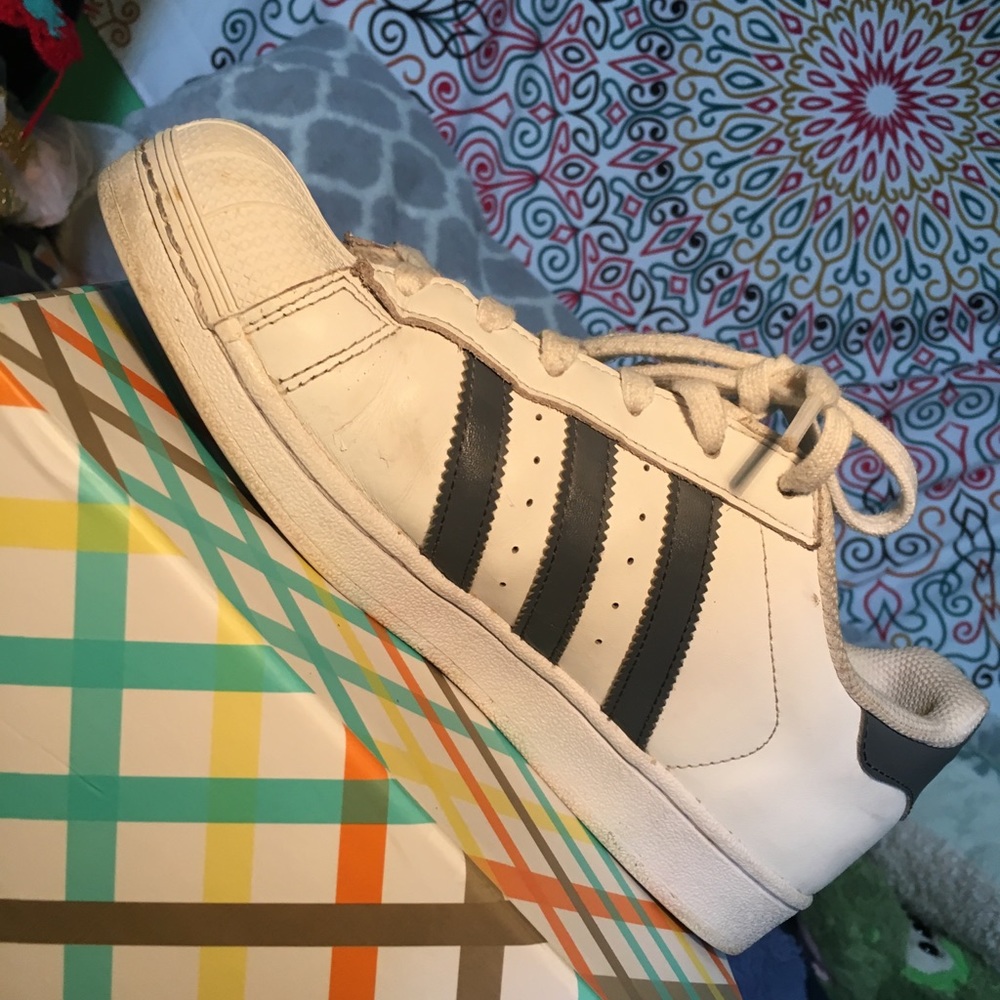 White/Grey Adidas Superstars Size 7